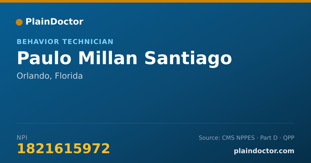 Shareable card for Paulo Millan Santiago - Behavior Technician, Orlando, FL
