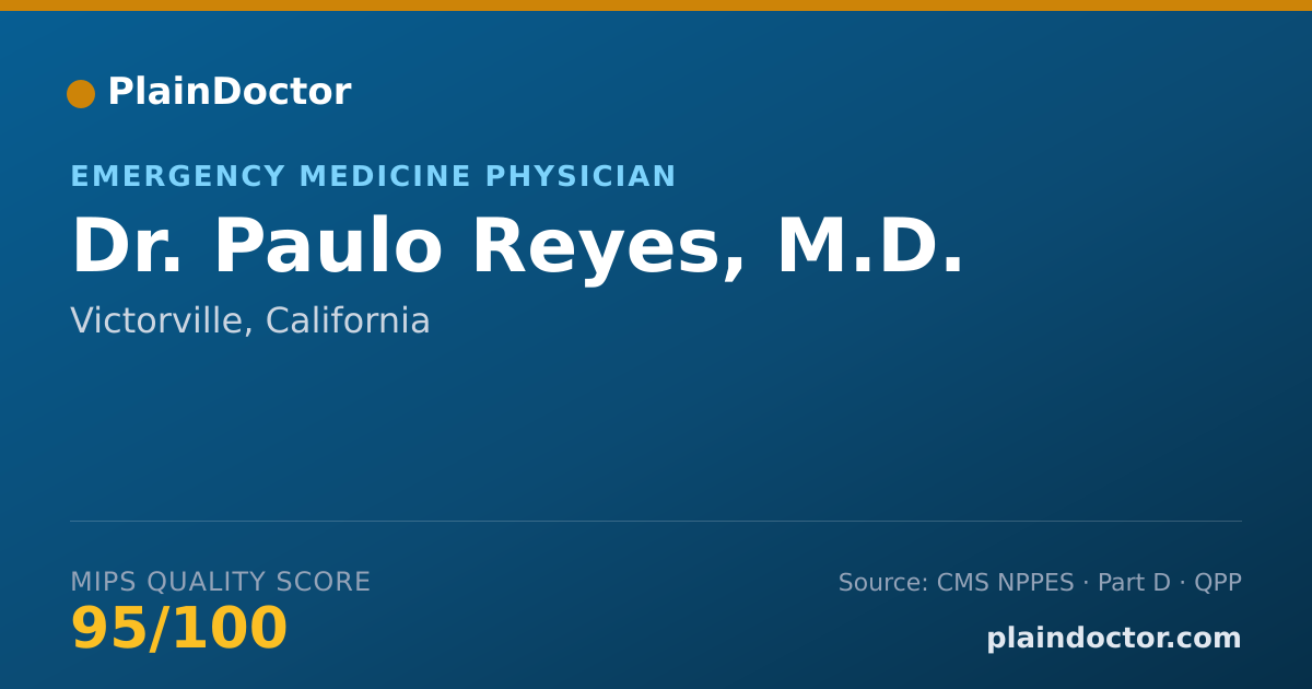 Shareable card for Paulo Reyes, M.D. - Emergency Medicine Physician, Victorville, CA