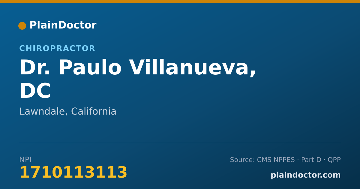Shareable card for Paulo Villanueva, DC - Chiropractor, Lawndale, CA