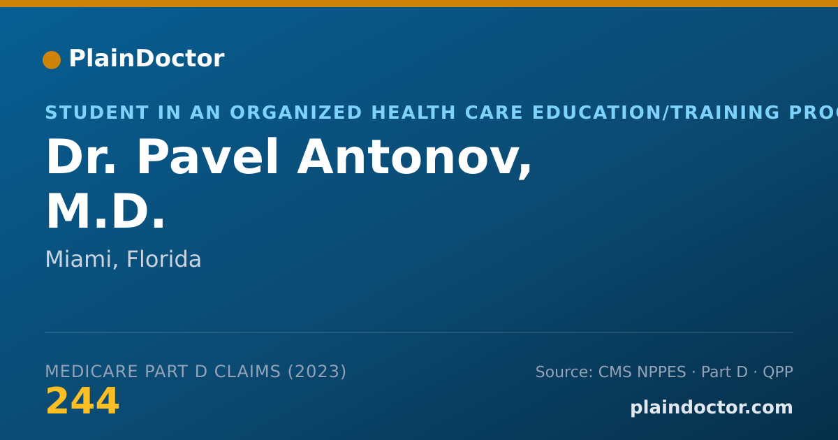 Shareable card for Pavel Antonov, M.D. - Student in an Organized Health Care Education/Training Program, Miami, FL