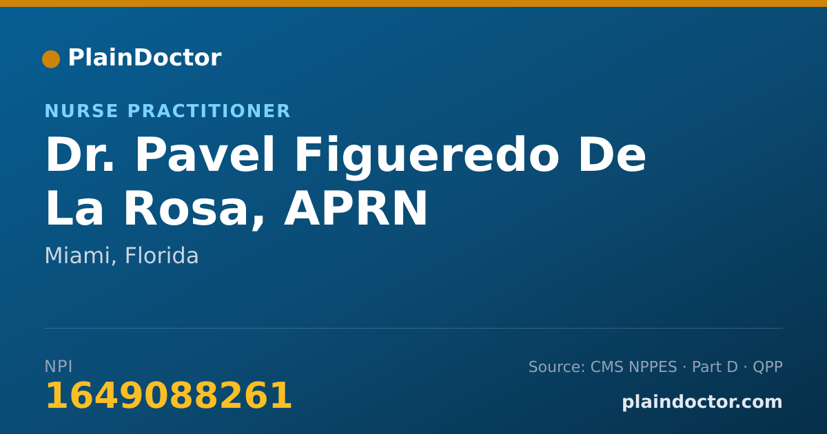 Shareable card for Pavel Figueredo De La Rosa, APRN - Nurse Practitioner, Miami, FL