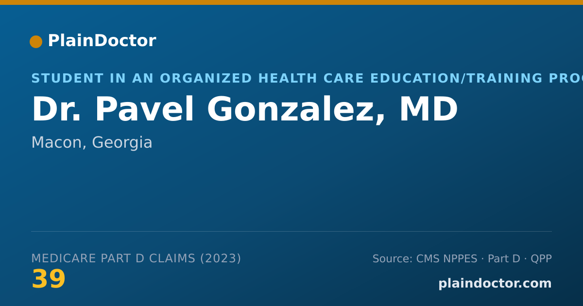 Shareable card for Pavel Gonzalez, MD - Student in an Organized Health Care Education/Training Program, Macon, GA