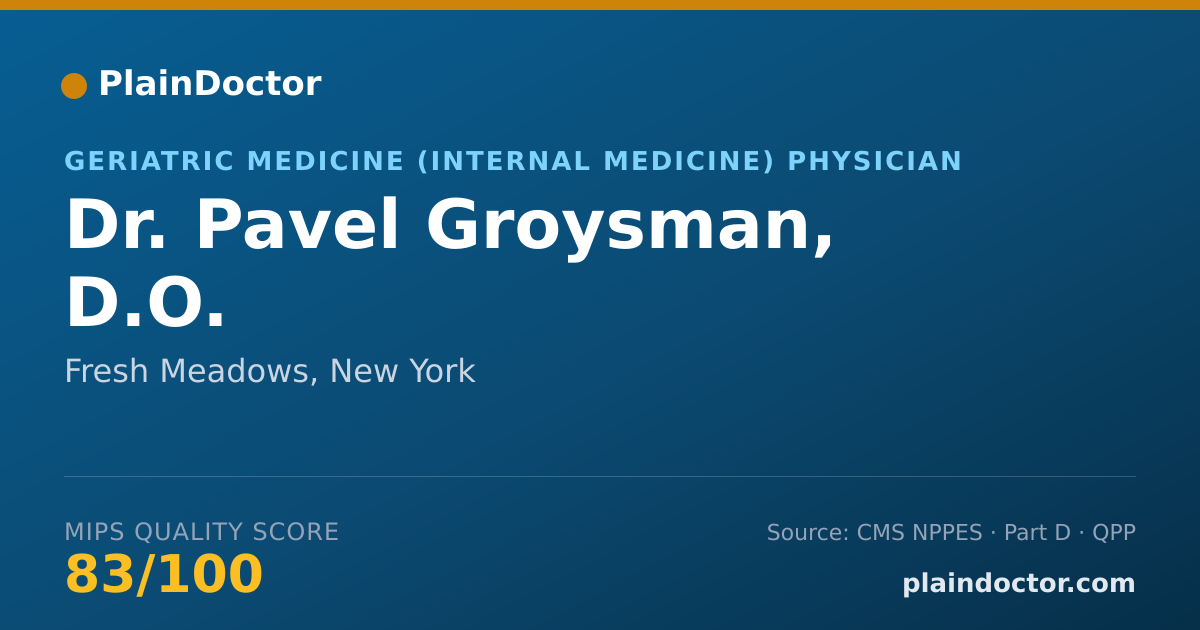 Shareable card for Pavel Groysman, D.O. - Geriatric Medicine (Internal Medicine) Physician, Fresh Meadows, NY