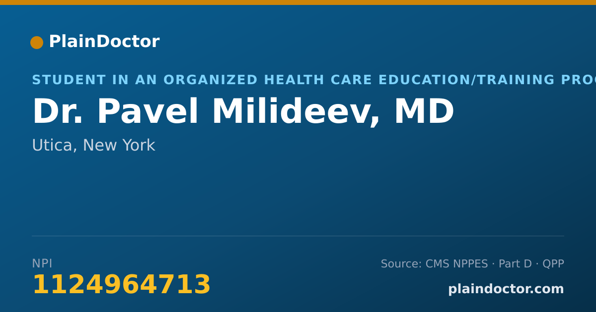 Shareable card for Pavel Milideev, MD - Student in an Organized Health Care Education/Training Program, Utica, NY