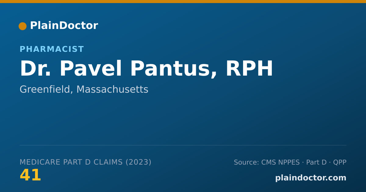Shareable card for Pavel Pantus, RPH - Pharmacist, Greenfield, MA