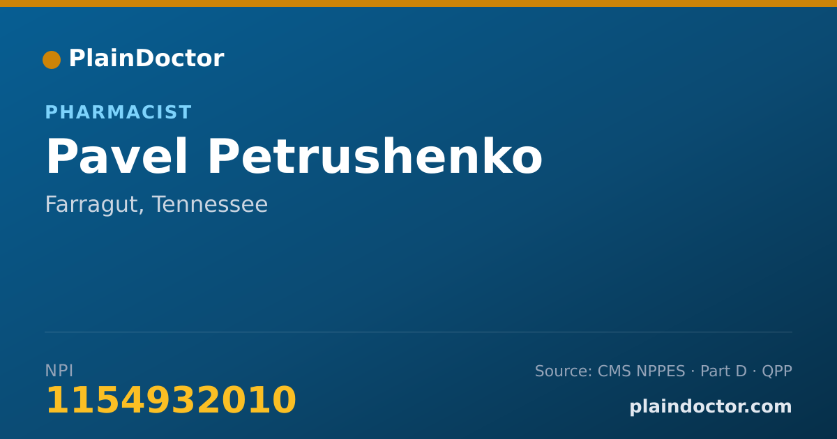 Shareable card for Pavel Petrushenko - Pharmacist, Farragut, TN