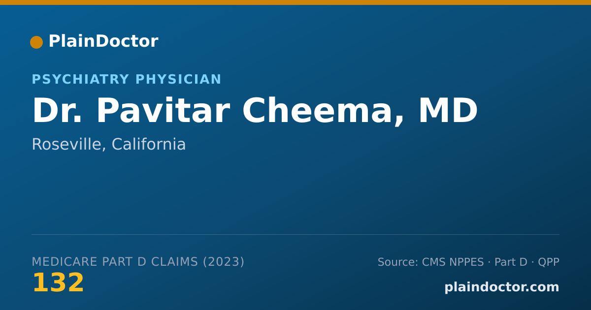 Shareable card for Pavitar Cheema, MD - Psychiatry Physician, Roseville, CA