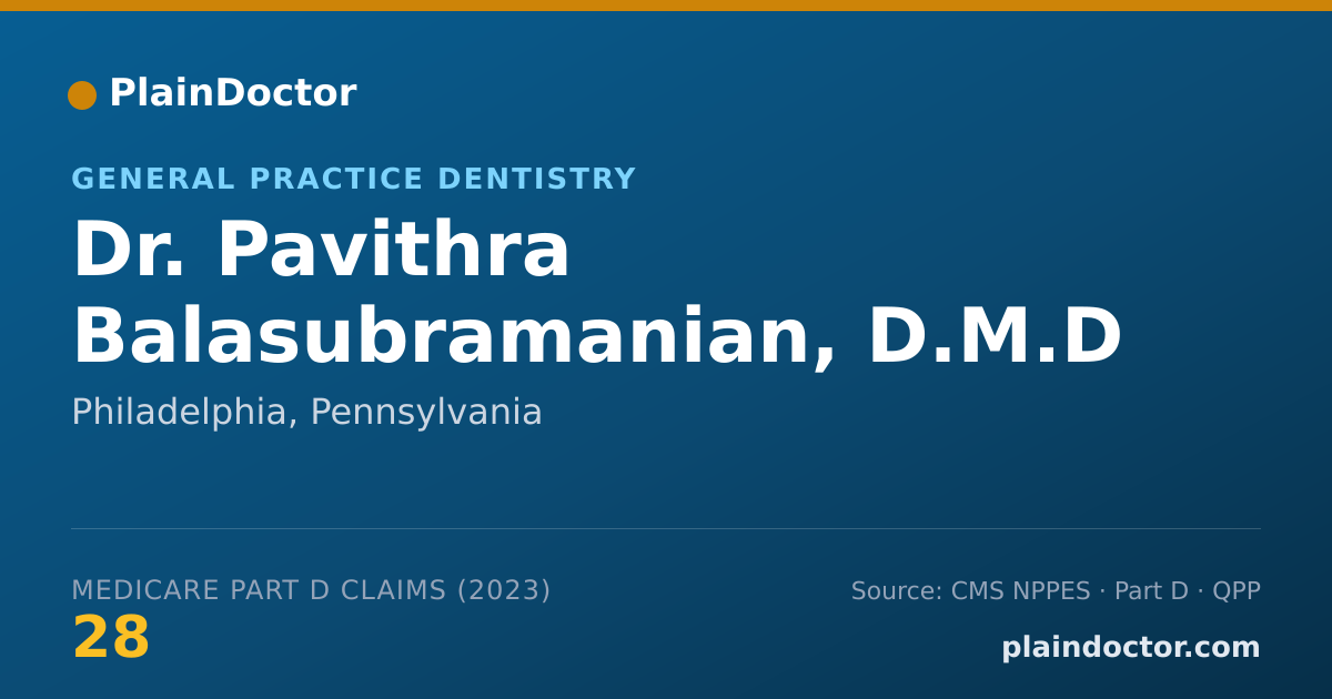 Shareable card for Pavithra Balasubramanian, D.M.D - General Practice Dentistry, Philadelphia, PA