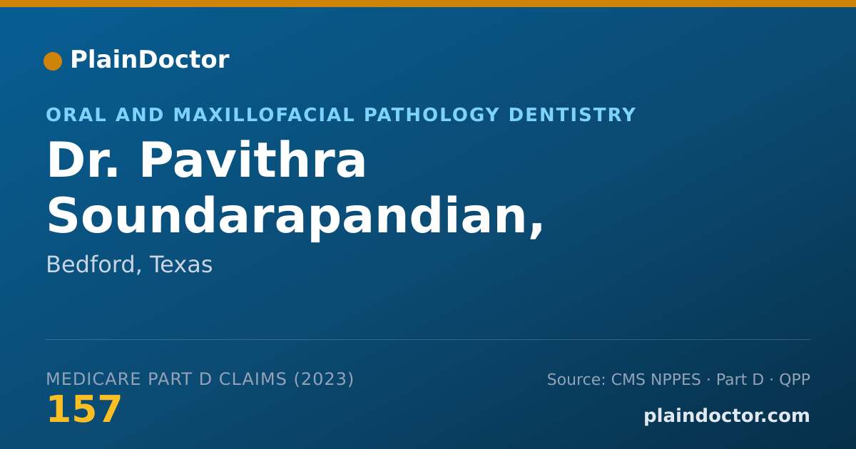 Shareable card for Pavithra Soundarapandian, B.D.S., M.S - Oral and Maxillofacial Pathology Dentistry, Bedford, TX