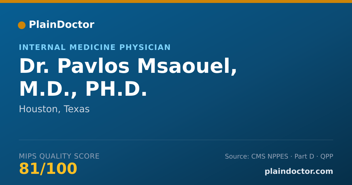 Shareable card for Pavlos Msaouel, M.D., PH.D. - Internal Medicine Physician, Houston, TX