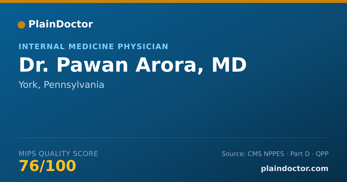 Shareable card for Pawan Arora, MD - Internal Medicine Physician, York, PA