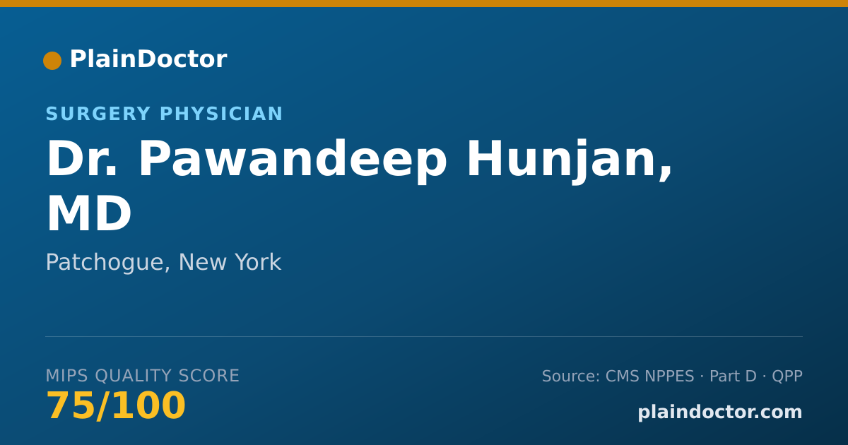 Shareable card for Pawandeep Hunjan, MD - Surgery Physician, Patchogue, NY