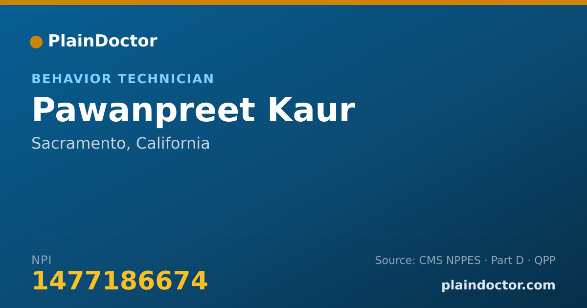 Shareable card for Pawanpreet Kaur - Behavior Technician, Sacramento, CA