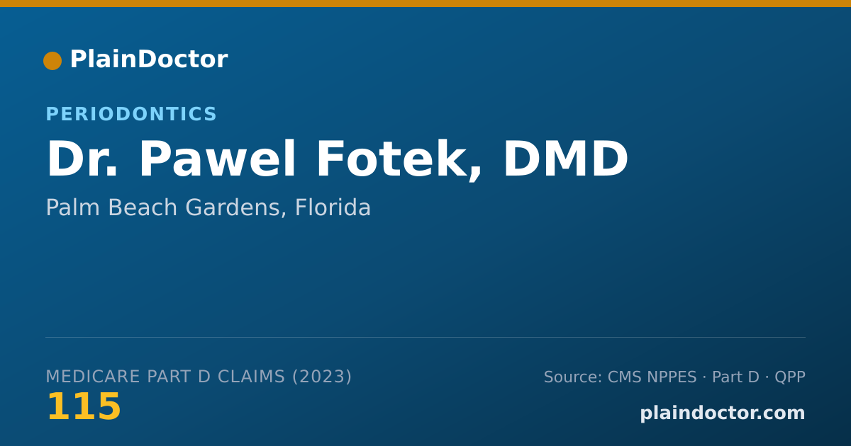 Shareable card for Pawel Fotek, DMD - Periodontics, Palm Beach Gardens, FL