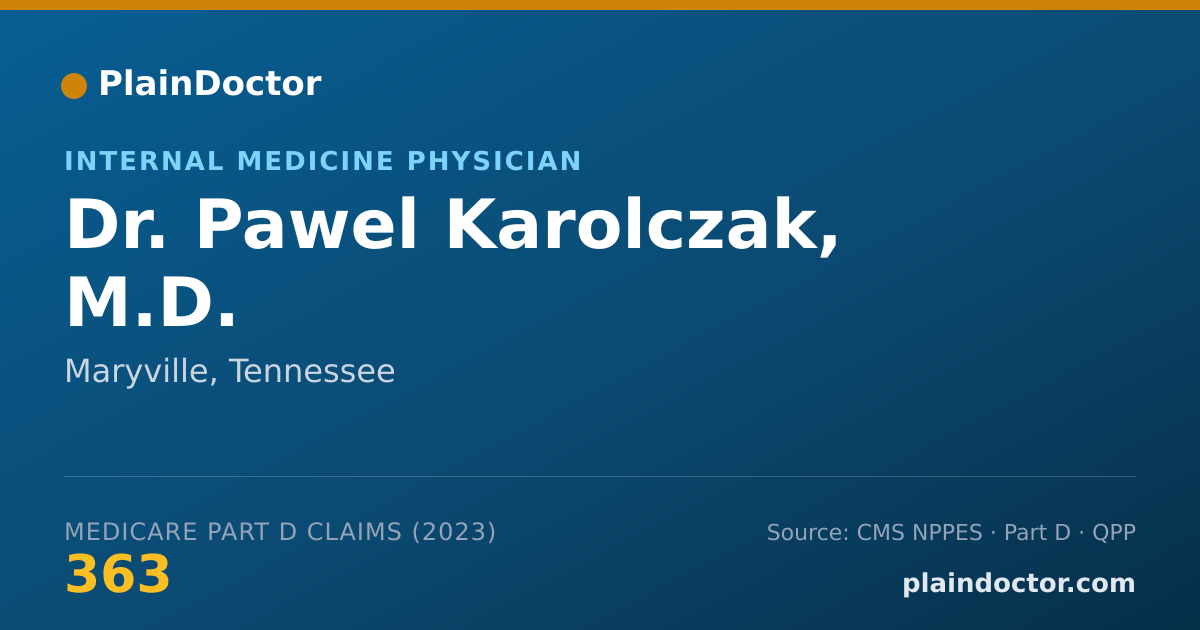 Shareable card for Pawel Karolczak, M.D. - Internal Medicine Physician, Maryville, TN