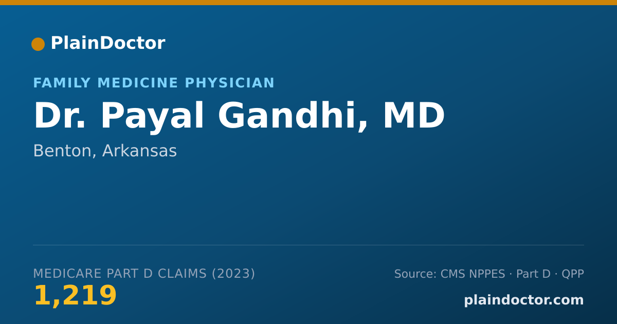 Shareable card for Payal Gandhi, MD - Family Medicine Physician, Benton, AR