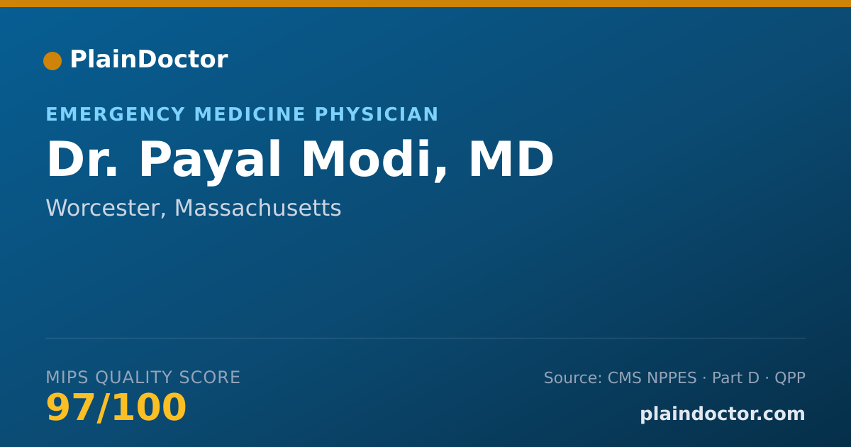Shareable card for Payal Modi, MD - Emergency Medicine Physician, Worcester, MA