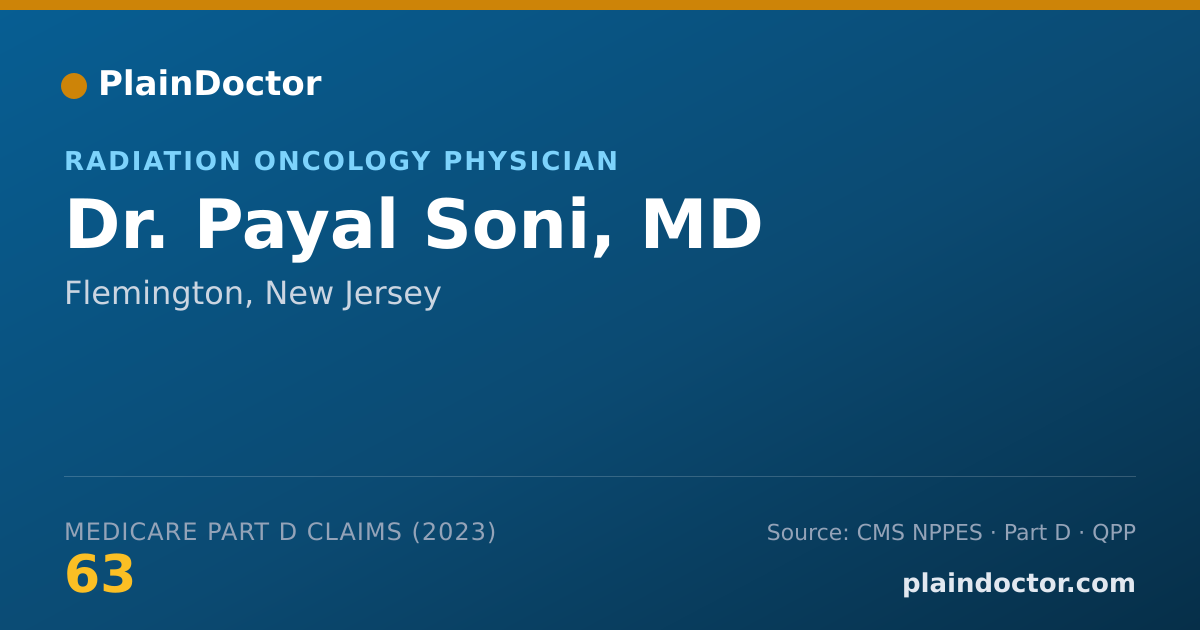 Shareable card for Payal Soni, MD - Radiation Oncology Physician, Flemington, NJ