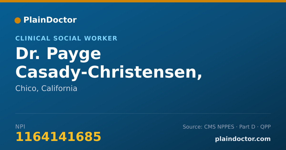 Shareable card for Payge Casady-Christensen, LCSW - Clinical Social Worker, Chico, CA