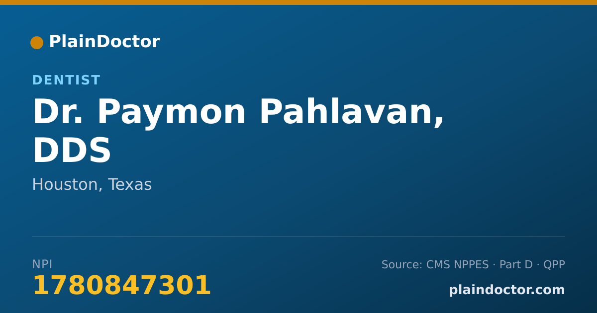 Shareable card for Paymon Pahlavan, DDS - Dentist, Houston, TX