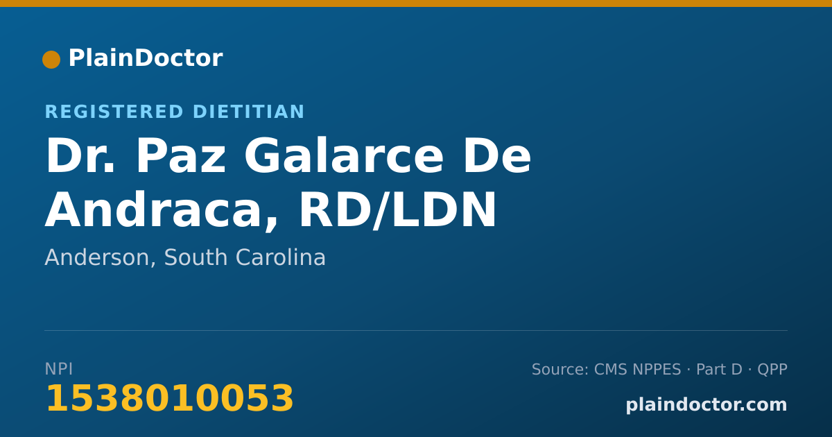 Shareable card for Paz Galarce De Andraca, RD/LDN - Registered Dietitian, Anderson, SC