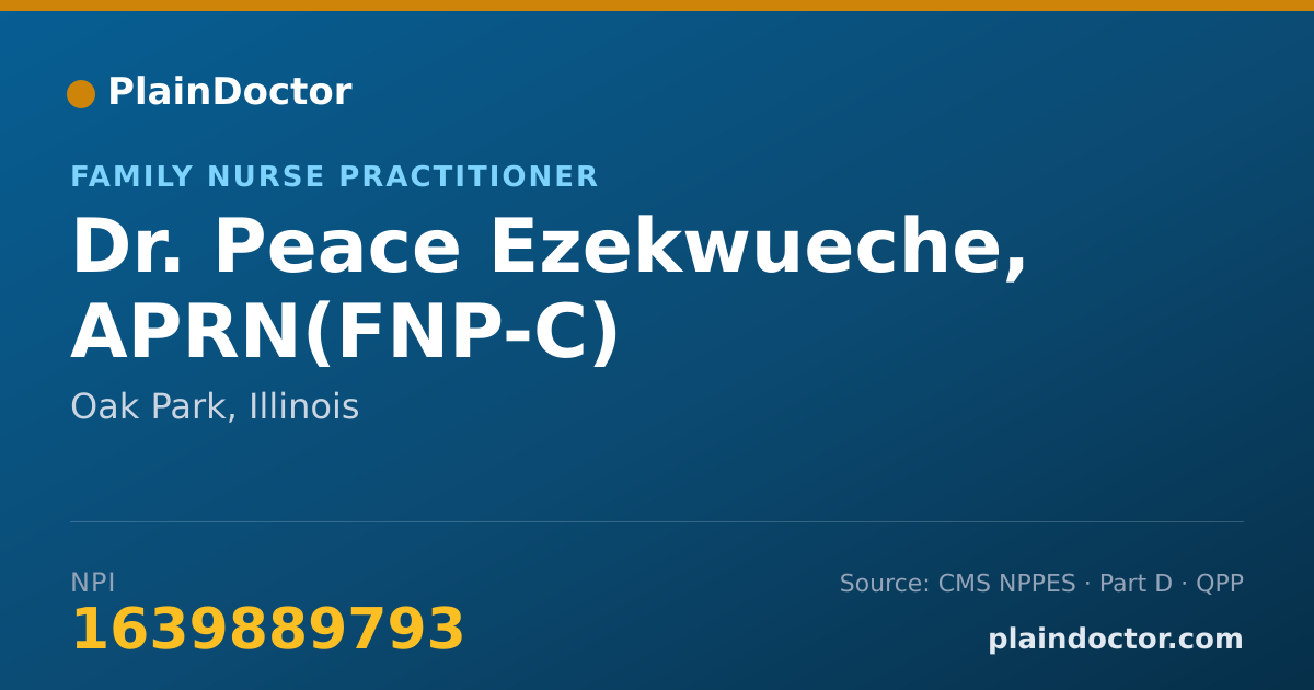 Shareable card for Peace Ezekwueche, APRN(FNP-C) - Family Nurse Practitioner, Oak Park, IL