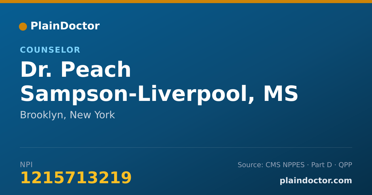 Shareable card for Peach Sampson-Liverpool, MS - Counselor, Brooklyn, NY