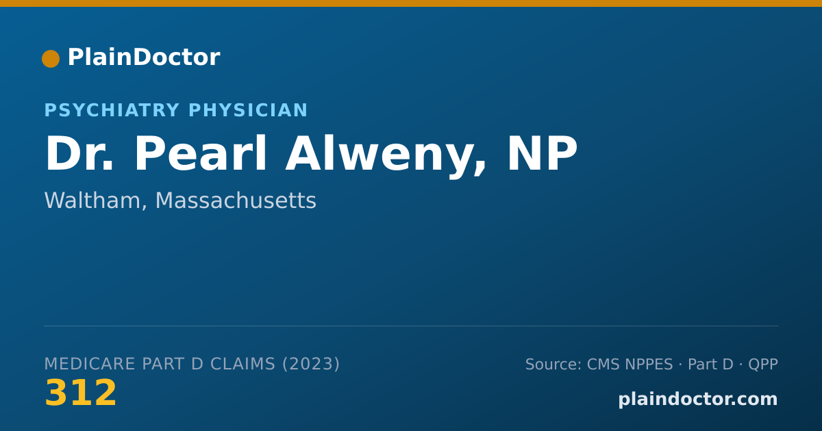 Shareable card for Pearl Alweny, NP - Psychiatry Physician, Waltham, MA