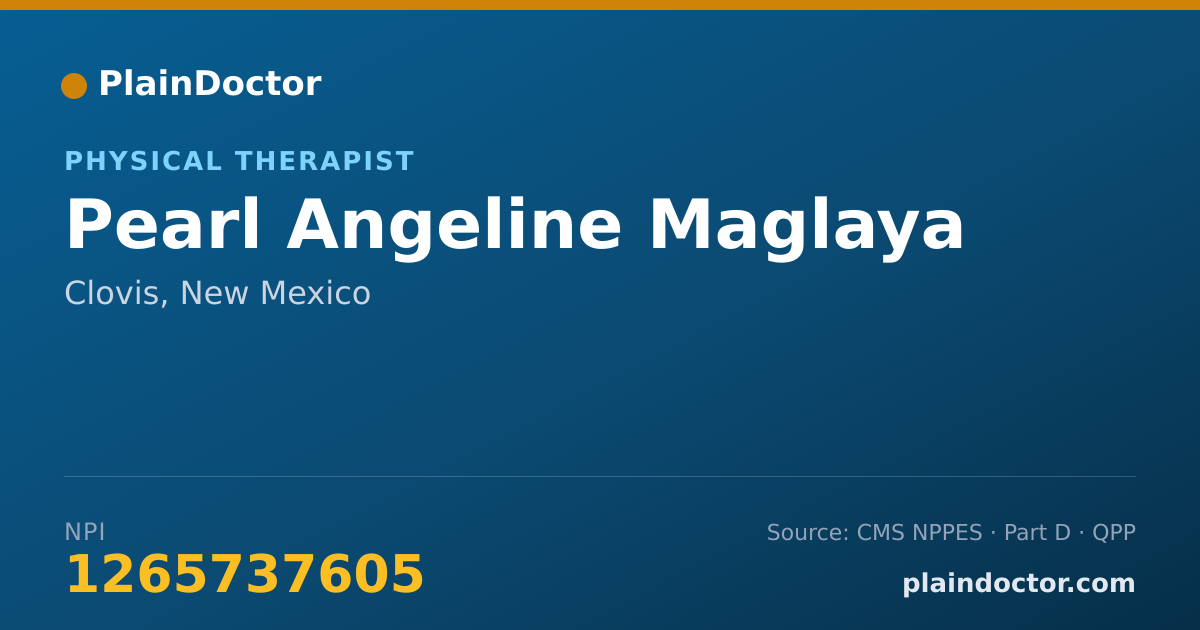 Shareable card for Pearl Angeline Maglaya - Physical Therapist, Clovis, NM