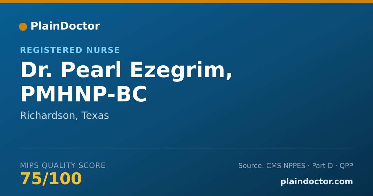 Shareable card for Pearl Ezegrim, PMHNP-BC - Registered Nurse, Richardson, TX