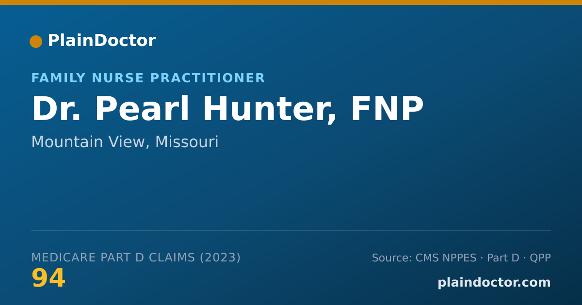 Shareable card for Pearl Hunter, FNP - Family Nurse Practitioner, Mountain View, MO
