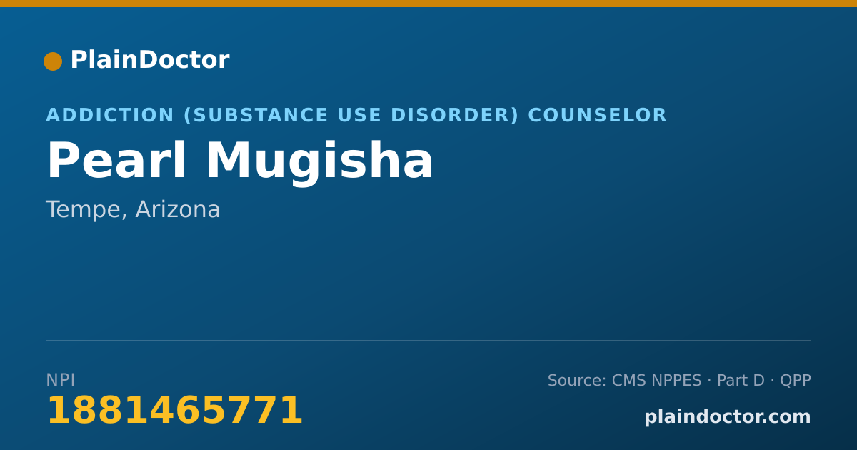 Shareable card for Pearl Mugisha - Addiction (Substance Use Disorder) Counselor, Tempe, AZ