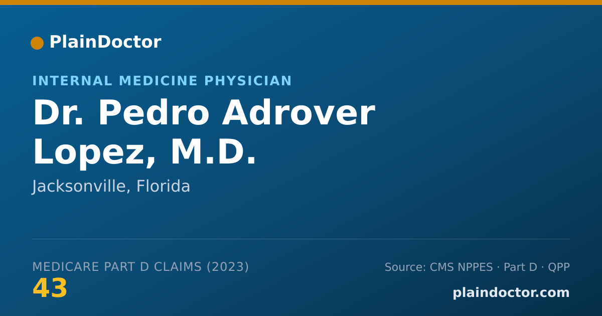 Shareable card for Pedro Adrover Lopez, M.D. - Internal Medicine Physician, Jacksonville, FL