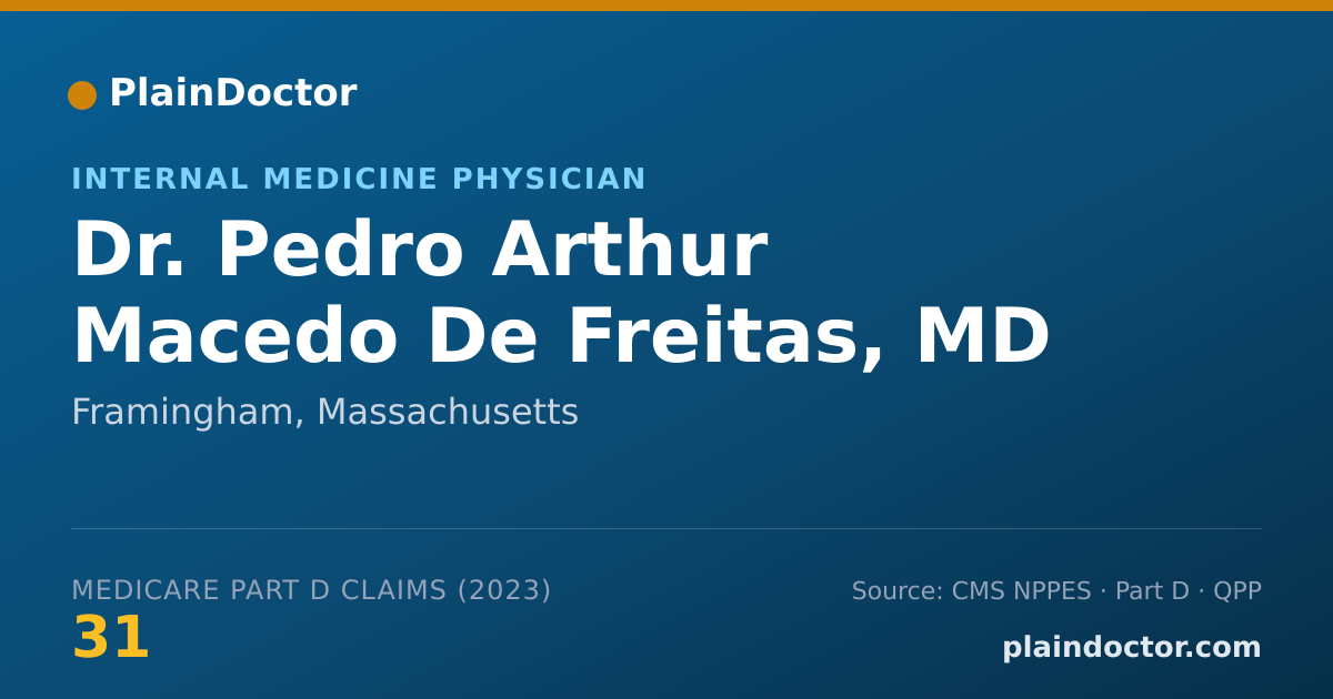 Shareable card for Pedro Arthur Macedo De Freitas, MD - Internal Medicine Physician, Framingham, MA