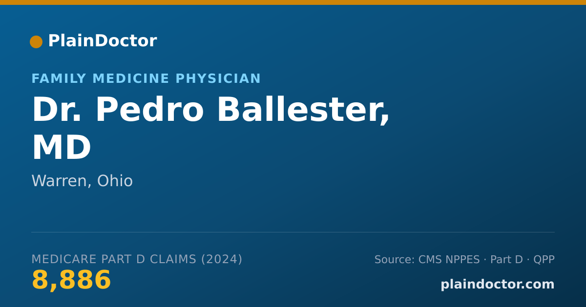 Shareable card for Pedro Ballester, MD - Family Medicine Physician, Warren, OH