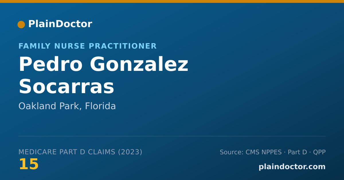 Shareable card for Pedro Gonzalez Socarras - Family Nurse Practitioner, Oakland Park, FL