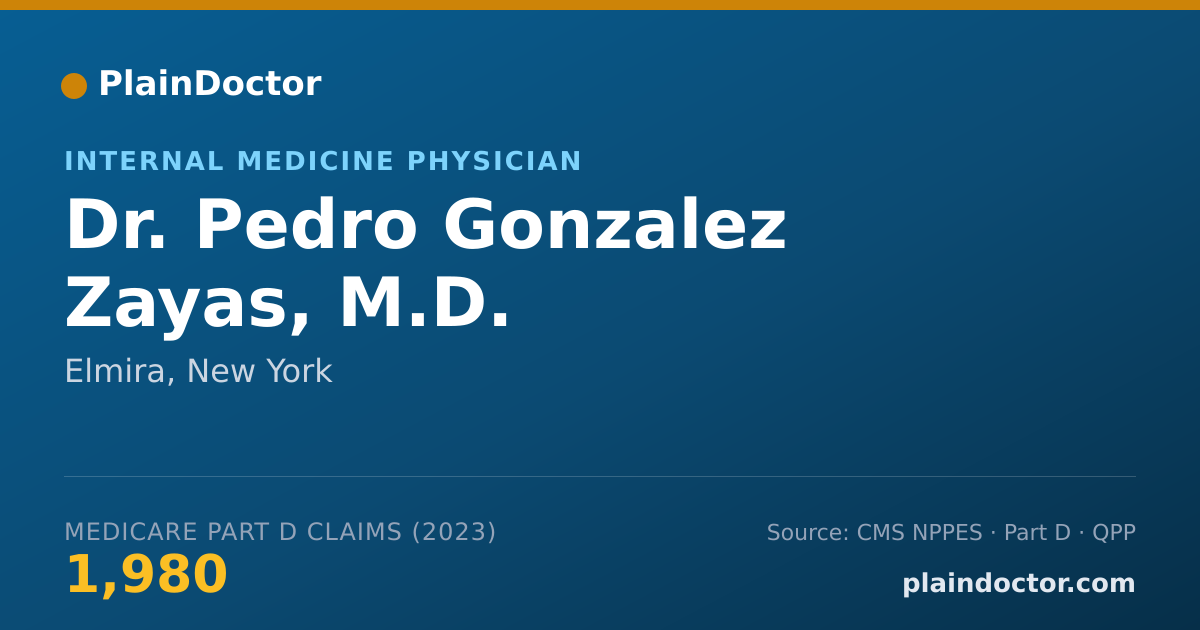 Shareable card for Pedro Gonzalez Zayas, M.D. - Internal Medicine Physician, Elmira, NY