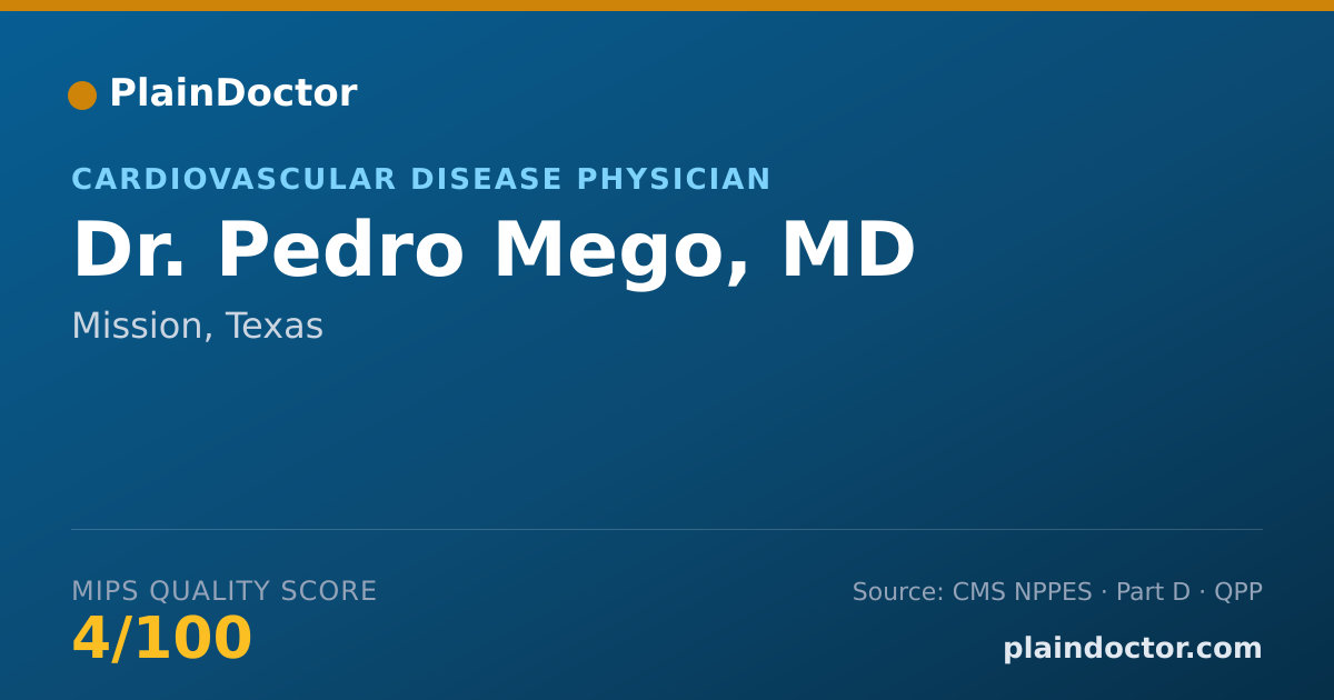 Shareable card for Pedro Mego, MD - Cardiovascular Disease Physician, Mission, TX