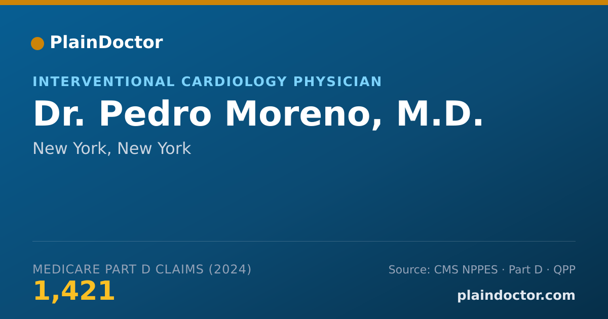 Shareable card for Pedro Moreno, M.D. - Specialist, New York, NY