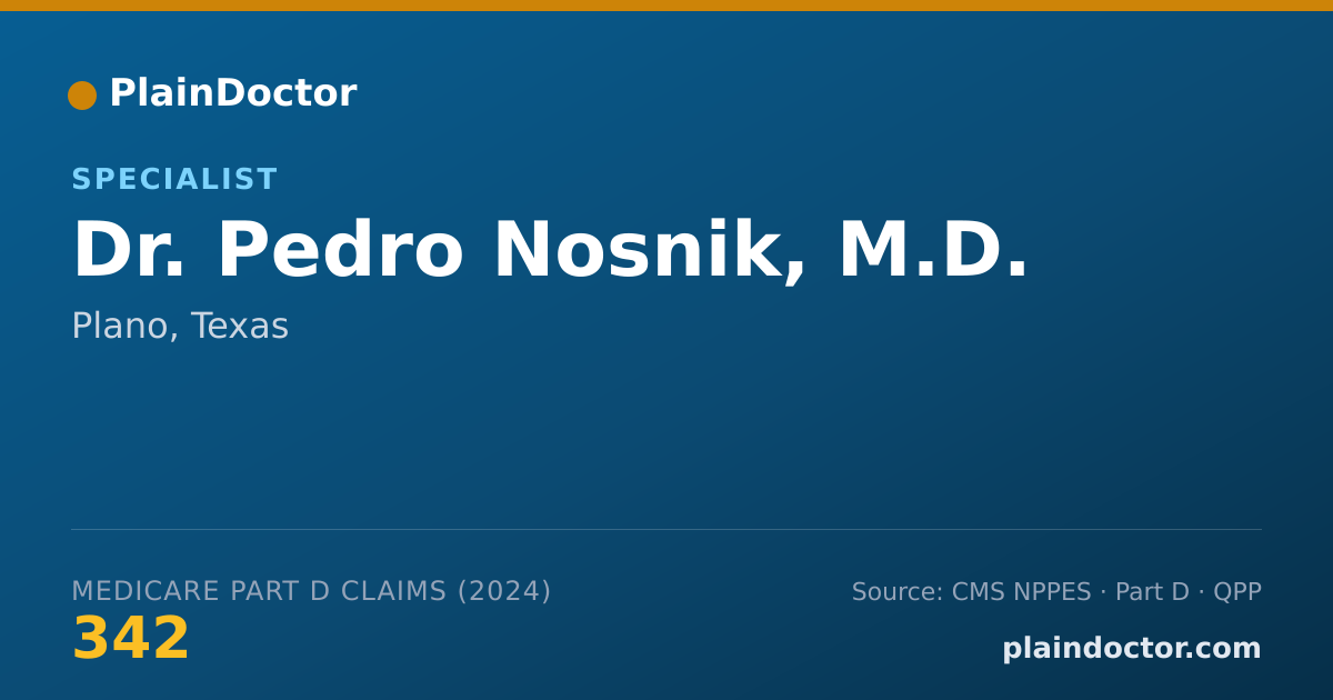 Shareable card for Pedro Nosnik, M.D. - Specialist, Plano, TX