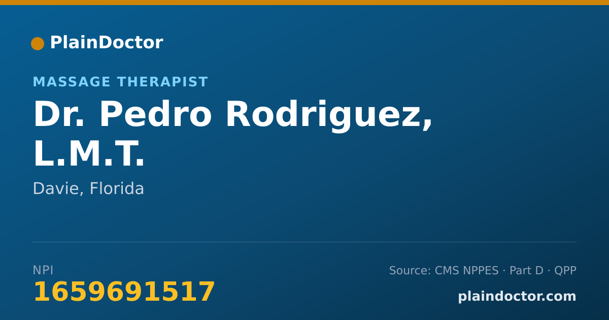 Shareable card for Pedro Rodriguez, L.M.T. - Massage Therapist, Davie, FL