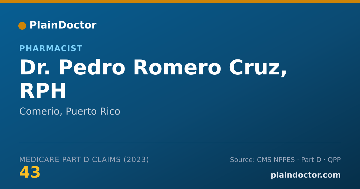 Shareable card for Pedro Romero Cruz, RPH - Pharmacist, Comerio, PR