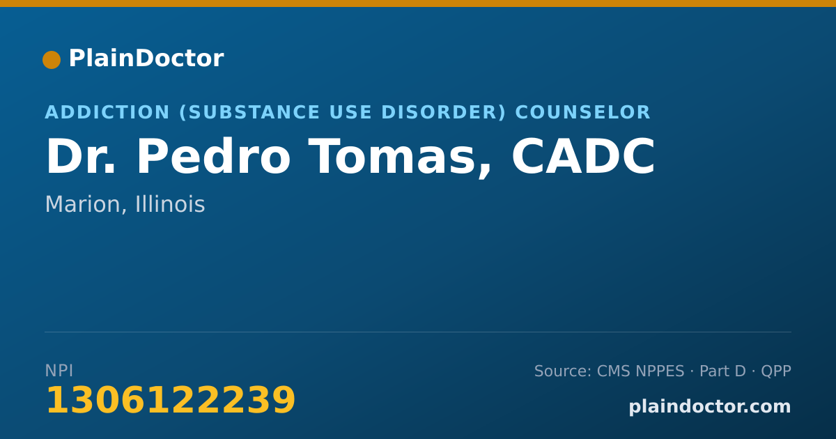 Shareable card for Pedro Tomas, CADC - Addiction (Substance Use Disorder) Counselor, Marion, IL