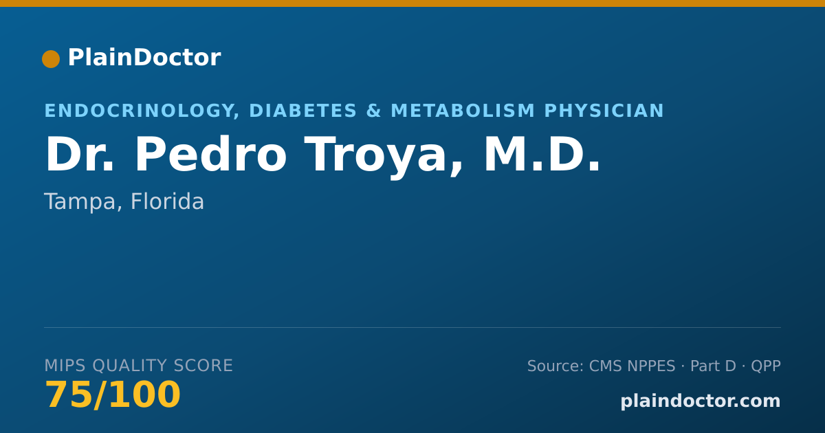 Shareable card for Pedro Troya, M.D. - Endocrinology, Diabetes & Metabolism Physician, Tampa, FL