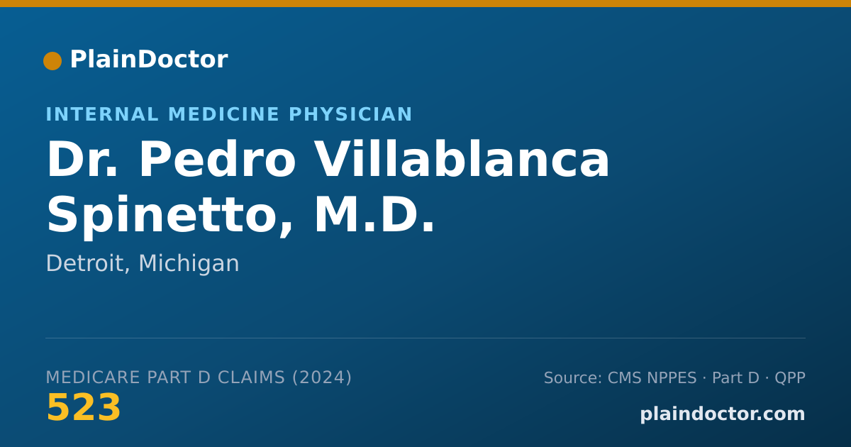 Shareable card for Pedro Villablanca Spinetto, M.D. - Internal Medicine Physician, Detroit, MI