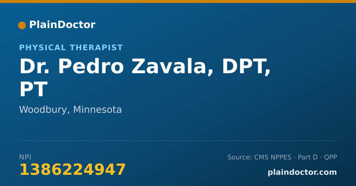 Shareable card for Pedro Zavala, DPT, PT - Physical Therapist, Woodbury, MN