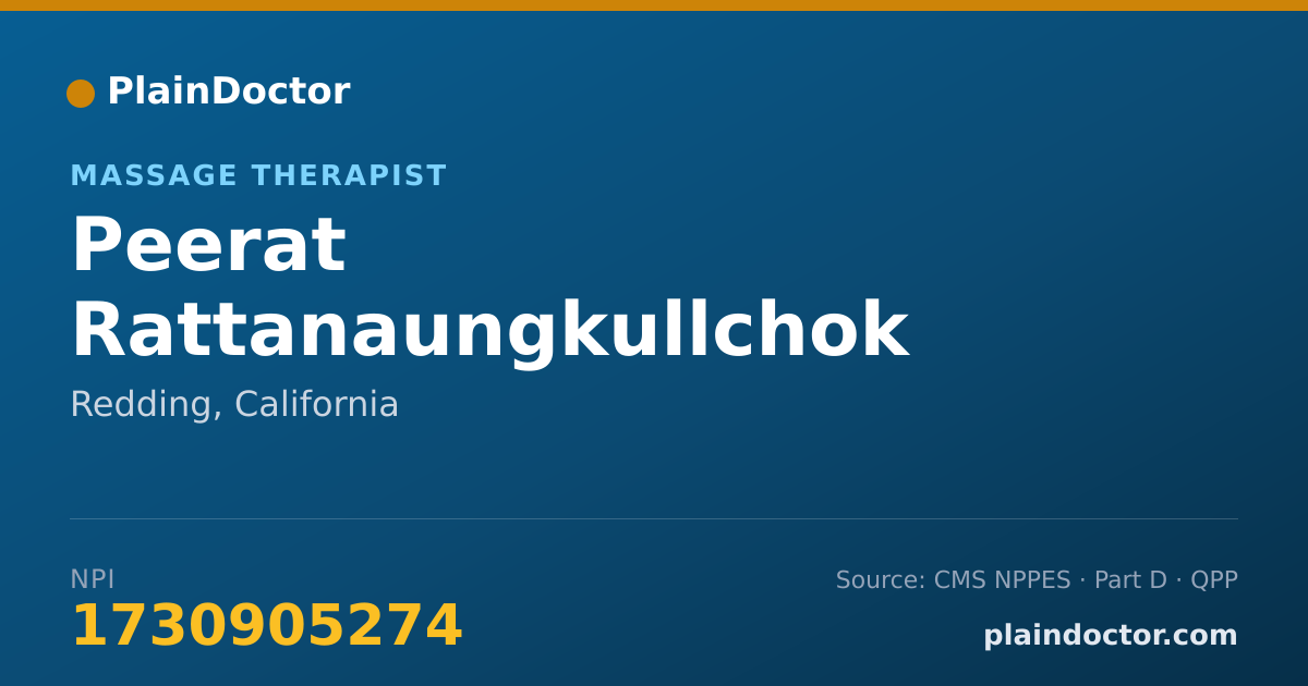 Shareable card for Peerat Rattanaungkullchok - Massage Therapist, Redding, CA