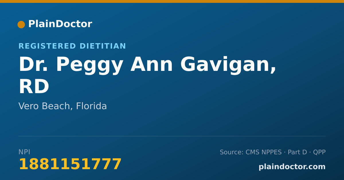 Shareable card for Peggy Ann Gavigan, RD - Registered Dietitian, Vero Beach, FL
