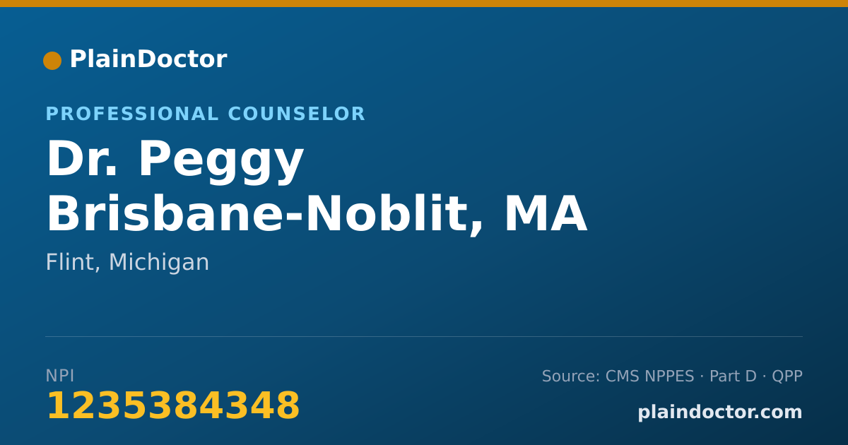 Shareable card for Peggy Brisbane-Noblit, MA - Professional Counselor, Flint, MI