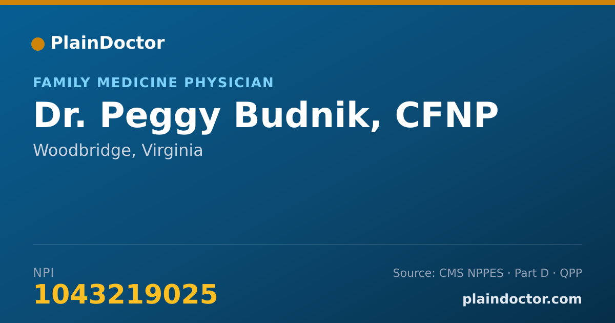Shareable card for Peggy Budnik, CFNP - Family Medicine Physician, Woodbridge, VA
